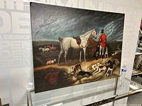 Full view of the oil painting showing entire hunting scene