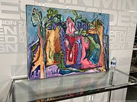 Full view of the abstract acrylic painting on stretcher bars