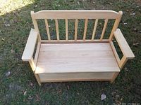 Top view of the toy chest bench showing the seat and backrest slats