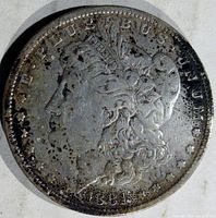 Obverse of the 1881 Morgan Silver Dollar showing Lady Liberty's profile and date 1881.