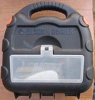 Black & Decker branded hard plastic carrying case with handle and latches for the mouse sander.