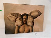 Full front view of the unframed painting showing entire composition