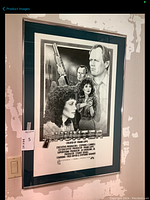 Framed promotional poster for TV show 'Hunter' showing multiple illustrated characters, including one holding a shotgun. Poster is black and white and includes production credits with names such as Stephen J. Cannel and Frank Lupo. Poster is 24 x 34 inches.