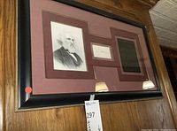 Framed Henry Wadsworth Longfellow collage mounted on wood wall