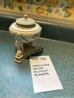 Assembled Jasparware burner on countertop showing tripod base and removable lid