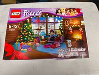 Front view of Lego Friends Advent Calendar box with colorful Christmas-themed design and set details