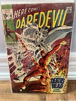 Front cover of Daredevil #56 comic book showing Daredevil facing Death's Head on a winged skeletal horse.