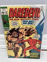 Front cover of Daredevil #79 comic book from August 1971 showing the action scene with Daredevil and the Man-Bull character.