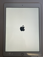 iPad screen displaying Apple logo on startup.