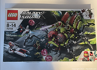 Front view of LEGO Galaxy Squad Hive Crawler 70708 box with space battle art.