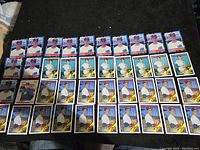 Full view of 40 vintage Al Leiter baseball cards arranged in rows, showing rookie error cards and rookie cards with different player images.