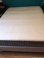 Top view of mattress showing white textured surface and horizontal padding lines