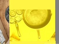 Top view of three jungle animal cast iron pancake molds and the large skillet pan handle visible