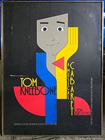 Front view of the framed poster showing the graphic stylized face design and text related to Tom Kneebone musical cabaret event.