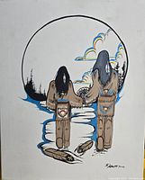 Front view of the original acrylic painting on canvas showing the artwork with Native American figures and natural background elements.