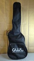 Full length view of the black nylon gig bag in good condition.