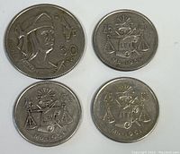 Obverse sides of four vintage Mexican silver coins showing portrait, denomination, and scale balanza designs