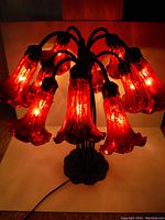 Lamp illuminated showing red glow of 12 shades