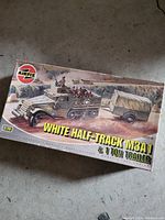 Box of Airfix White Half-Track M3A1 & 1 Ton Trailer model kit showing artwork and branding.