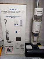 Full box showing model name, picture, and accessories included with the Tineco iFloor 3 Breeze Complete cordless vacuum and floor washer