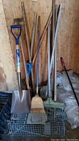 Tools and animal trap together showing all items in lot