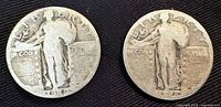 Both Standing Liberty quarters obverse side