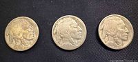 Obverse of all three Buffalo nickels