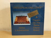 Front of Chessapeak Challenge game box showing it's a Classic Edition with four players on the same chess board.