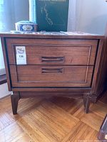 Front view of two-drawer nightstand