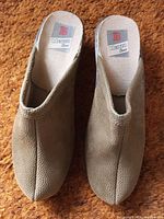 Top view of the new Blenzo women's shoes showing beige textured upper and logo inside shoe.