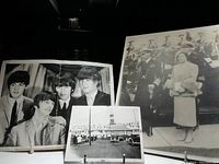 Image showing all three photographs together: The Beatles photo, the royal visit photo, and the SS Toronto paddle steamer photo.
