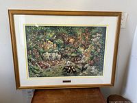 Framed Noah's Dilemma art print showing entire artwork and frame leaning on a surface.