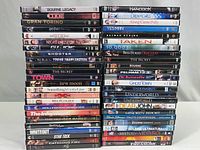 45 DVDs stacked in two columns showing all titles clearly visible.