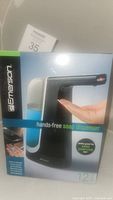 Box of Emerson hands-free soap dispenser showing the product image and branding.