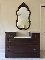 Full view of dresser and attached mirror
