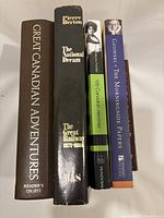 Front view of the five books showing titles and spines