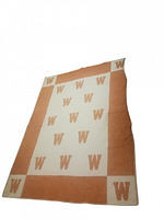 Full view of the vintage wool blanket showing the overall 'W' pattern and color layout.