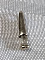 Front view of the sterling silver pendant showing the tapered silver top and faceted smokey topaz gemstone below it.