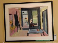 Full front view of framed acrylic painting showing entire composition and frame.