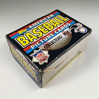 Top view of the 1988 Topps American Baseball Picture Cards Collector's Box showing the box design and condition.
