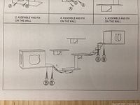 Instruction sheet showing assembly steps for cat wall furniture with mounting details and components layout.