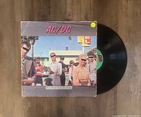 Front of AC/DC Dirty Deeds Done Dirt Cheap LP vinyl record and original album cover sleeve showing visual condition