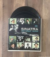 Front cover of the vinyl record album showing the title, multiple images of Frank Sinatra, and Capitol Records logo.