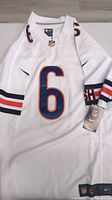 Front of white XL Nike Chicago Bears football jersey with number 6 and NFL logo on collar.