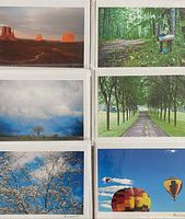 Six assorted photography greeting cards laid out in two columns of three, showing all card front images.