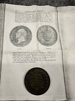 Historical information sheet showing illustrations and text about the 1886 Colonial and Indian Exhibition coin.