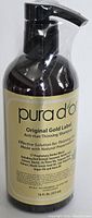 Front view of Pura D'or shampoo bottle showing label with product name, key herbal actives, and size (16 FL. OZ.)