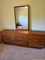 Front view of dresser with attached mirror
