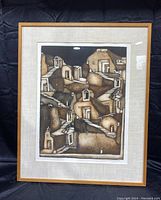 Front view of framed artwork showing full composition, mat, and frame