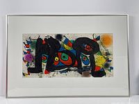 Full view of framed lithograph showing mat, frame and overall condition